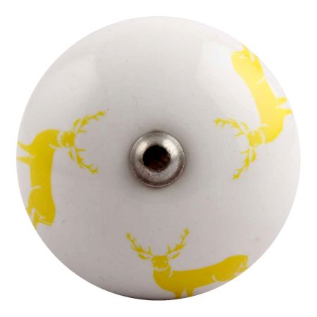 Yellow Standing Rein Deer Pattern Ceramic Wine Stopper